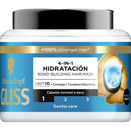Masca pentru par, Schwarzkopf Gliss, 4-in-1 Hidratare cu Complex Hialuronic, 400 ml