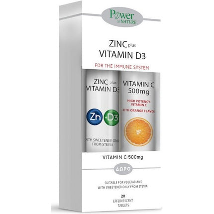 Power Health Zinc Plus Vitamin D3 cu Vitamin C 500mg - 20 tablete efervescente
