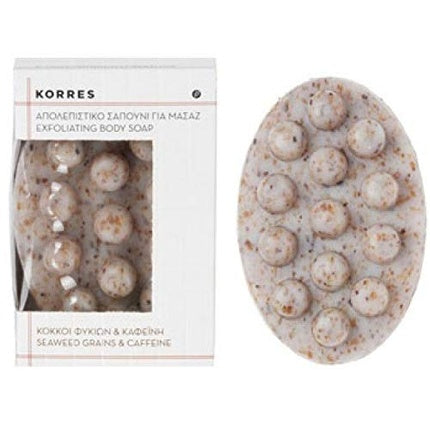 Săpun exfoliant Korres cu alge și cofeină, 125g
