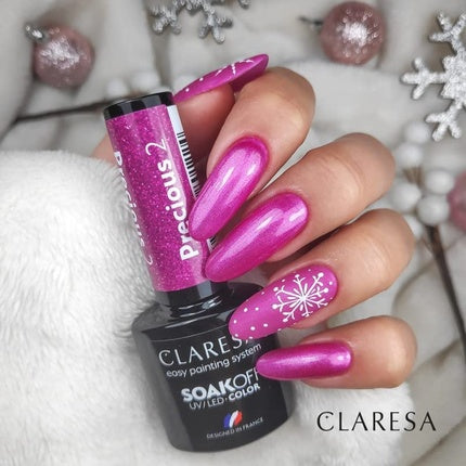 Lac de unghii UV, Claresa, Precious 2, roz sclipitor