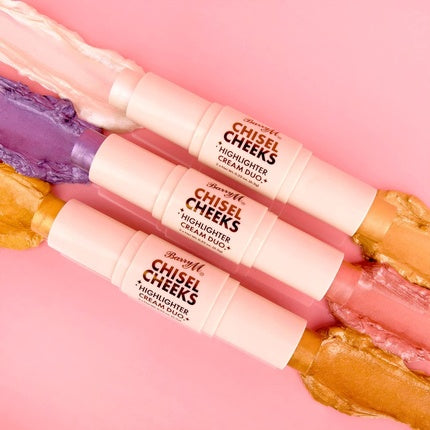 Barry M Chisel Cheeks Highlighter Cream Duo, Argintiu și Auriu, 12.60g