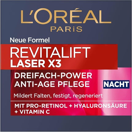 Cremă de noapte L'Oréal Paris Revitalift Laser X3, Anti-âge, cu SPF 25, 50ml