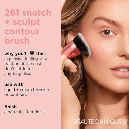 Pensula machiaj, Real Techniques, Snatch + Sculpt, cap oval, fibre sintetice
