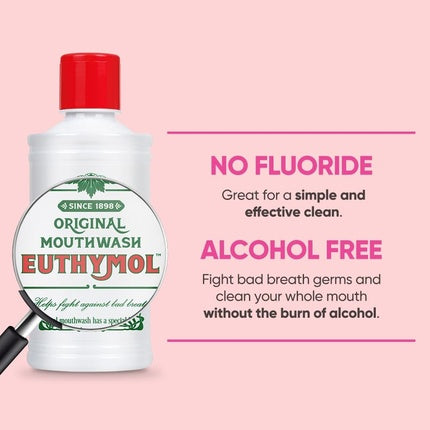 Euthymol Original Mouthwash 500ml - Fără alcool, Fără fluor, Gust puternic