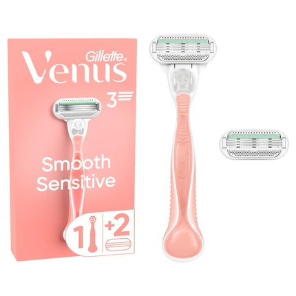 Rasor Gillette Venus Sensitive Smooth, roz-alb, 2 lame de rezervă