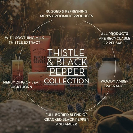 Gel de ras pentru bărbați, Scottish Fine Soaps, Thistle & Black Pepper, 150ml, ambalaj reciclabile