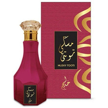 Khadlaj Musky Tooti, parfum fără alcool, sticlă roșie intensă cu capac aurit