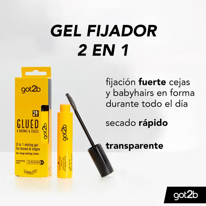 Gel de fixare pentru sprâncene și conturul părului got2b Glued 2in1, fixare puternică, 16 ml
