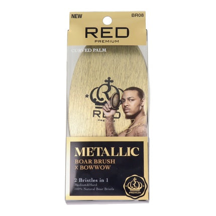 Perie Rotundă Red Kiss Premium cu Lăstari Naturali de Mistreț, Metallic Gold