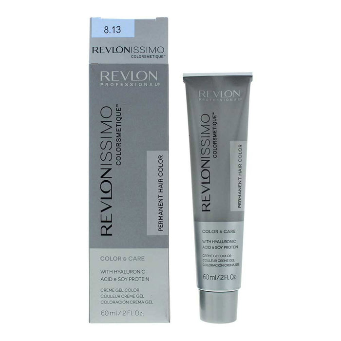 Vopsea permanentă de păr Revlon Revlonissimo Colorsmetique, nuanța 8.13 Light Frosty Beige Blonde, 60 ml