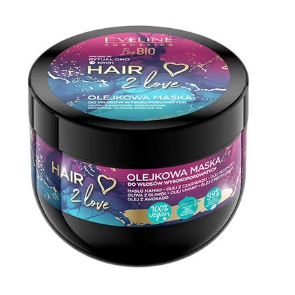 Masca pentru păr, Eveline Cosmetics, Hair 2 Love Oil Mask, 97% ingrediente naturale, 300 ml