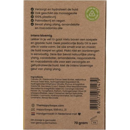 Bara de ulei pentru corp Happysoaps - Exotic Ylang Ylang, 117g, galben