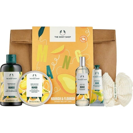 Set Cadou Îngrijire Corp The Body Shop Mango, Pachet cu Gel de Duș, Scrub, Loțiune și Loofah, Culoare Portocalie