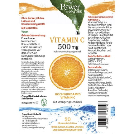 Tablete efervescente, Power Of Nature, Vitamin C 1000mg, portocaliu