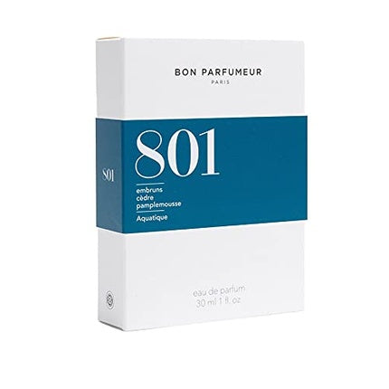 Parfum Bon Parfumeur EDP 801, sticlă transparentă, capac negru
