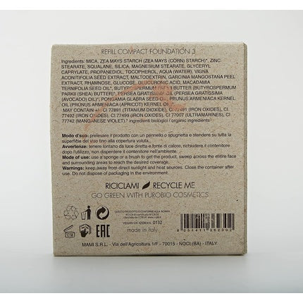 Fond de ten compact, PuroBio, Refill No. 03, neutru, 9g