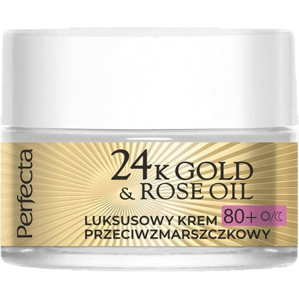 Cremă facială Perfecta 24k Gold & Rose Oil, Anti-îmbătrânire, 50ml