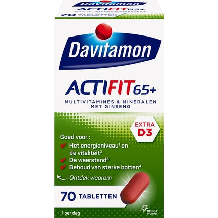 Multivitamine, Davitamon, Actifit 65+, cu Ginseng și Vitamina D3, 70 tablete