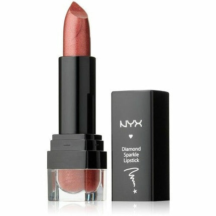 Lipstick NYX Diamond Sparkle, culoare roz pal, ambalaj negru