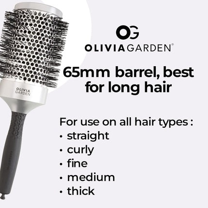 Perie de păr, Olivia Garden, Blowout, 65 mm, argintiu