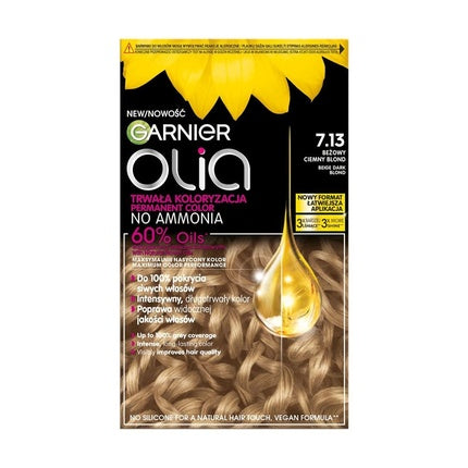 Vopsea Păr Permanentă Garnier Olia 7.13 Beige Dark Blond, Fără Amoniac, 269 g