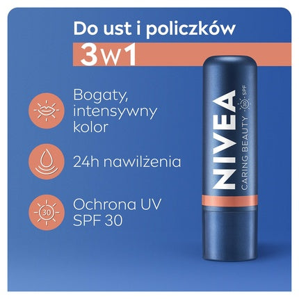Ruj, Nivea, Caring Beauty 3in1, culoare nude, 4.8g