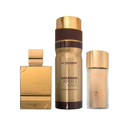 Set Cadou Parfum Al Haramain Amber Oud Gold Edition, 24ml+100ml+50ml