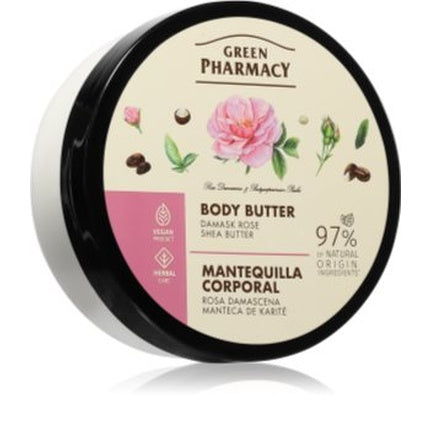 Unt corporal Green Pharmacy cu trandafir de Damasc și unt de shea, 200 ml