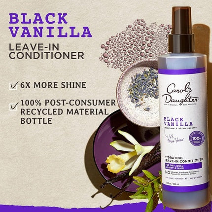 Condiționator fără clătire Carol's Daughter, Black Vanilla, pentru păr uscat și mat, cu aloe vera, vitamina B5 și proteină din grâu, 8 fl oz
