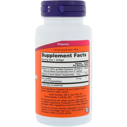 Supliment alimentar NOW Beta Carotene, 25.000 IU, 90 capsule