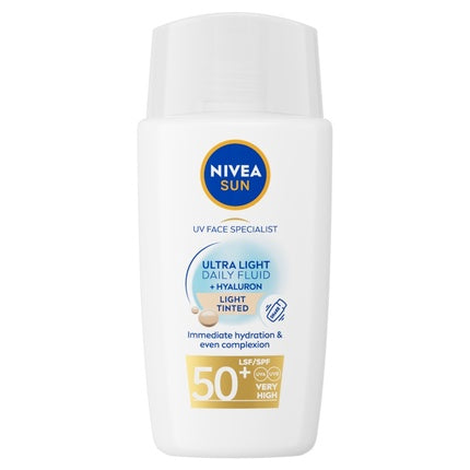Cremă de zi colorată Nivea Sun UV Face Special Ultra Light Daily Fluid Light Tinted SPF50, 64 g
