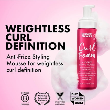 Spumă păr, Umberto Giannini, Curl Foam, anti-frizz, 200ml