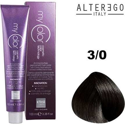 Cremă vopsea păr, Alter Ego, My Color Dark Brown, 100ml, nuanța 3/0