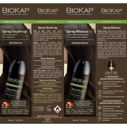 Spray retușare rădăcini, Bios Line BioKap, 75ml, maro închis