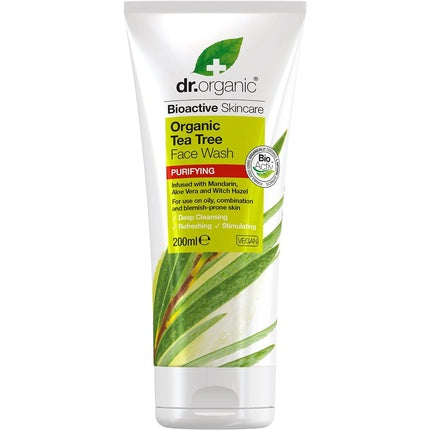 Gel de curățare față, Dr Organic, Tea Tree, 200ml
