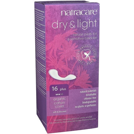 Natracare Organic Dry & Light Incontinence Pads Plus, 16 bucăți, material bumbac organic