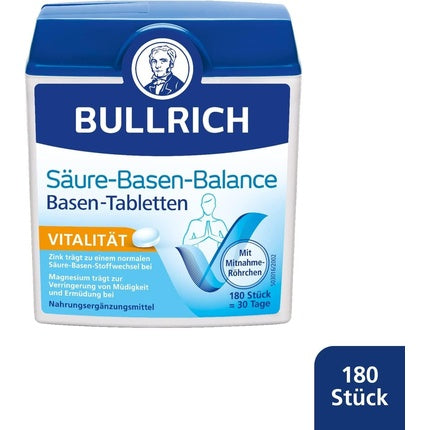 Tablete cu Zinc Bullrich, Acid-Base Balance, pentru echilibru pH, Vegan, 180 buc