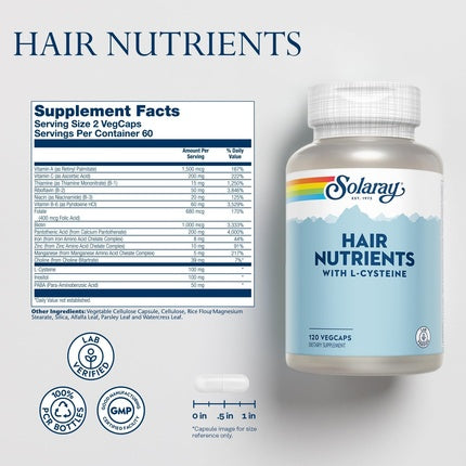 Supliment nutritiv pentru păr, Solaray, 120 capsule