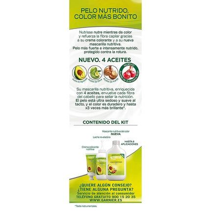 Vopsea permanentă păr, Garnier Nutrisse Creme, negru 1, cu mască nutritivă