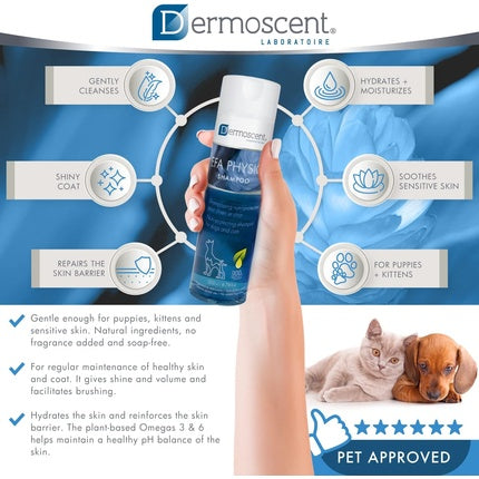 Șampon Dermatologic Dermoscent Efa Physio, 240 ml, pentru câini și pisici, cu ulei de dovleac