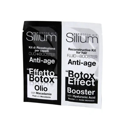 Kit Anti-îmbătrânire cu Acid Hialuronic și Ulei de Macadamia, Silium Cosmetici, Set Hair Care, Efect Botox, Negru/Alb