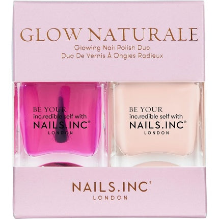 Lac de unghii Nails Inc. Glow Naturale Glowing Nail Polish Duo, 2 x 14 ml, roz pal