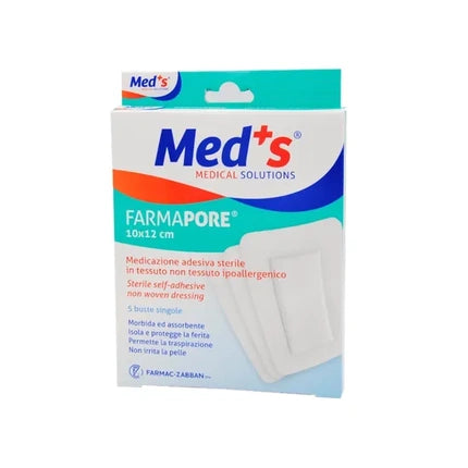 Plastru Steril Med's Farmapore, Non-țesut Ipoalergenic, 10cm x 12cm, Alb