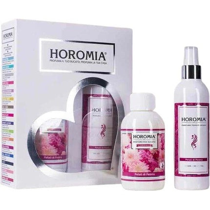 Set cadou parfum Hörmia Horotwin Peony Petals, cutie albă cu detalii mov