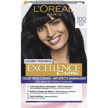 Vopsea de păr, L'Oréal, Excellence, negru intens