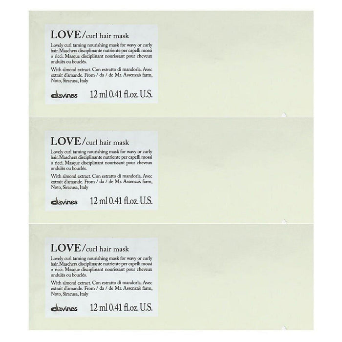 Set mască de păr Davines LOVE/curl hair mask, hrănitoare, pentru păr ondulat sau creț, 12 x 12 ml