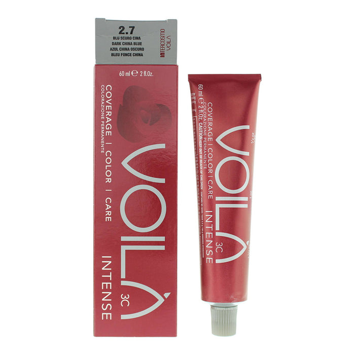 Vopsea permanentă de păr Intercosmo Voila 3C Intense, nuanța 2.7 Dark China Blue, 60 ml