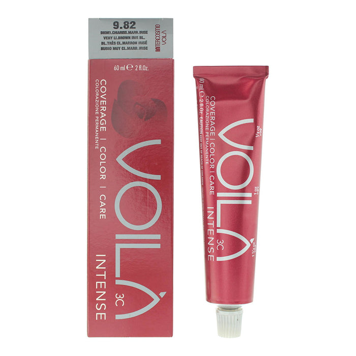 Vopsea permanentă de păr Intercosmo Voila 3C Intense, nuanța 9.82 Very Light Brown Iris Blonde, 60 ml