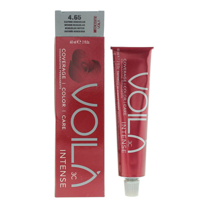 Vopsea permanentă de păr Intercosmo Voila 3C Intense, nuanța 4.65 Medium Beaujolais, 60 ml