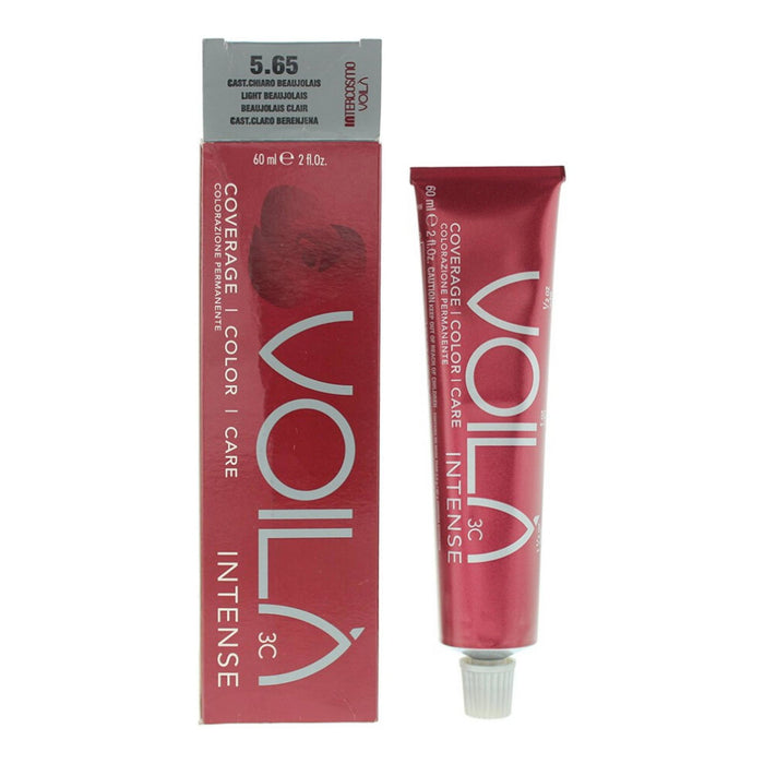 Vopsea permanentă de păr Intercosmo Voila 3C Intense, nuanța 5.65 Light Beaujolais, 60 ml